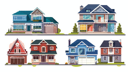 Four of different panel residential houses. 