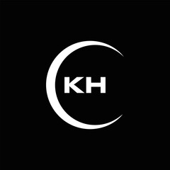 KH logo. K H design. White KH letter. KH, K H letter logo design. Initial letter KH linked circle uppercase monogram logo.