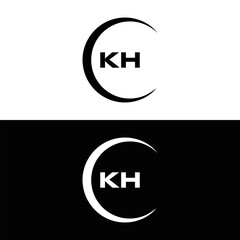 KH logo. K H design. White KH letter. KH, K H letter logo design. Initial letter KH linked circle uppercase monogram logo.