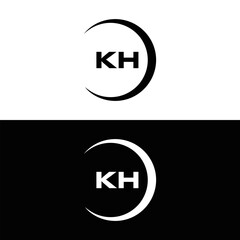 KH logo. K H design. White KH letter. KH, K H letter logo design. Initial letter KH linked circle uppercase monogram logo.