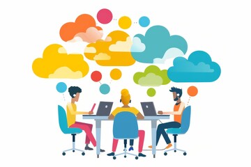 Connectivity and teamwork thrive with laptop digital planning; edge computing elevates cloud computing, productivity through digital work planning, techcloud server integration