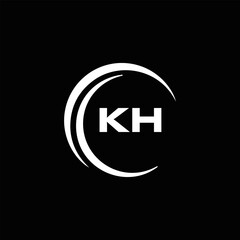 KH logo. K H design. White KH letter. KH, K H letter logo design. Initial letter KH linked circle uppercase monogram logo.
