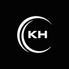 KH logo. K H design. White KH letter. KH, K H letter logo design. Initial letter KH linked circle uppercase monogram logo.