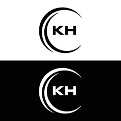 KH logo. K H design. White KH letter. KH, K H letter logo design. Initial letter KH linked circle uppercase monogram logo.