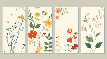 Four of minimalist spring cards or banner templates.