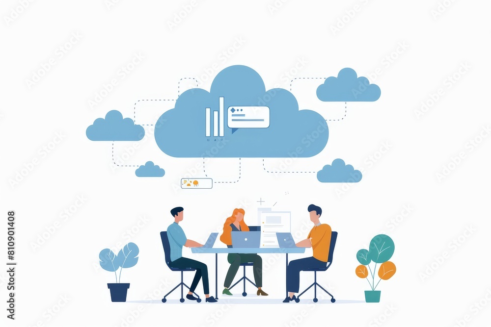 Poster technology and cloud computing drive digital business communications communities, background innovat