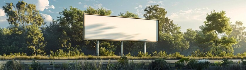 Fototapeta premium Develop a mockup of a white billboard in a tranquil park setting