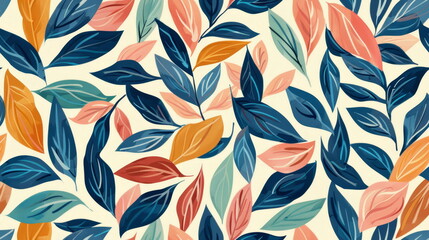 Seamless pattern. Colorful illustrated foliage pattern, perfect for vibrant wallpapers and textile designs.