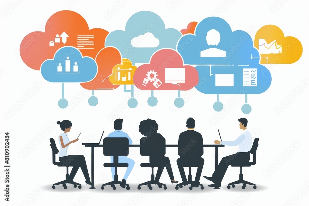 Poster organizational workspace innovation thrives with teamwork in the cloud, driven by management of clou