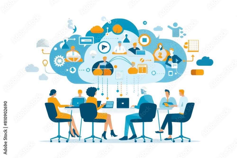 Aufkleber management and desktop innovation promote teamwork hosting, network collaboration and digital data f