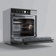 Modern electric oven with bread on a white background. 3d rendering 