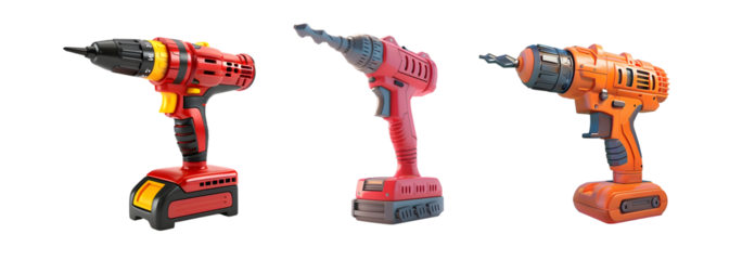 Bundle of Drill Machine Isolated on transparent background, png