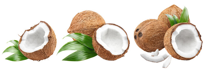 Set of delicious coconuts, cut out