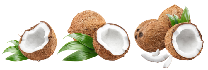 Set of delicious coconuts, cut out