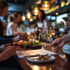 People Enjoying Wine and Dining at a Restaurant Fictional Character Created By Generative AI. 