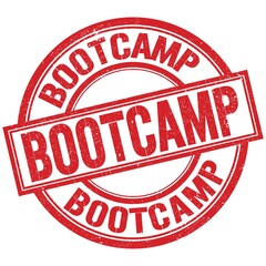 BOOTCAMP written word on red stamp sign