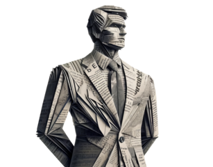 businessman made from newspaper origami.