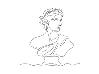 ancient Greek,ancient Roman bust of woman,logo,continuous single line art hand drawing sketch