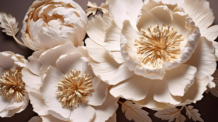 Paper Carving 3d Flower Peony Background Poster Decorative Painting 