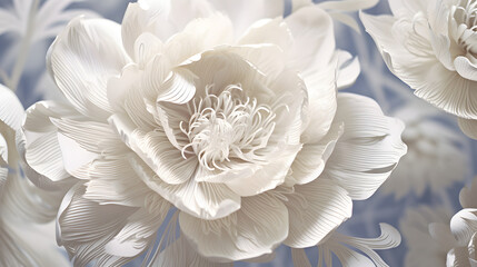 Paper Carving 3d Flower Peony Background Poster Decorative Painting 