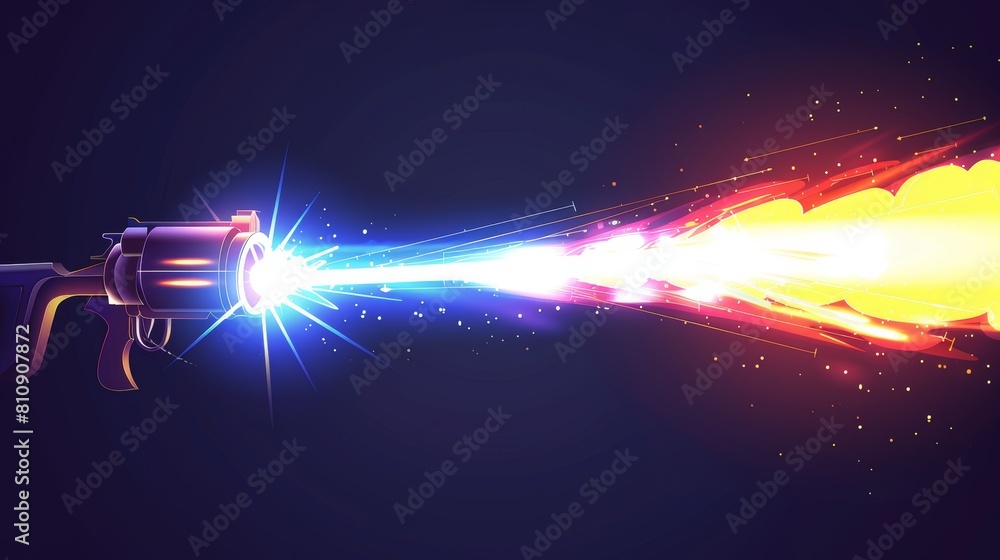 Poster a laser beam effect for a weapon or gun in a game modern. a magic blaster explodes with energy and l