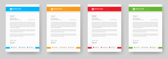 Creative modern letterhead design template with yellow, blue, green and red colors. Abstract letterhead design template layout. corporate letterhead bundle