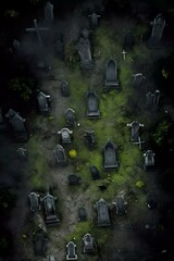 DnD Battlemap eerie, graveyard, tombstones, dramatic, sky, expanse