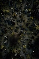 DnD Battlemap spooky, graveyard, misty, tombstones, eerie, setting