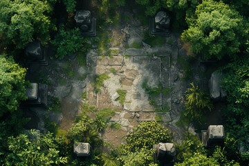 DnD Battlemap graveyard, aerial view, simplistic, aerial perspective, graveyard, tags