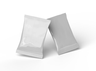 Realistic 3d rendered package for food snack, chips, cookies, peanuts, candy on a transparent background