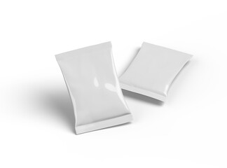 Realistic 3d rendered package for food snack, chips, cookies, peanuts, candy on a transparent background