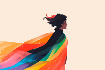 Girl with rainbow flag