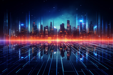 Abstract technology digital line electronic network data innovation concept background.