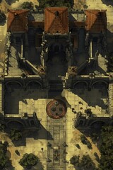 DnD Battlemap church, golden, grimoire, mysterious, enchanting