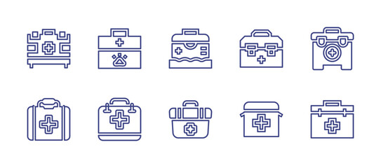 First aid line icon set. Editable stroke. Vector illustration. Containing firstaidkit, firstaidbox.