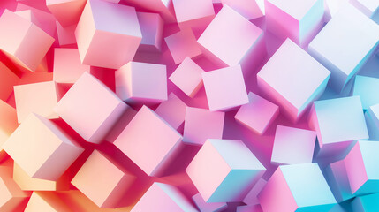 Digital style background with smooth 3D cubes, girly pastel colors, aesthetic business concept. Generative AI