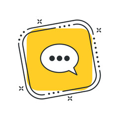 Fototapeta premium Cartoon comment icon vector illustration. Speech bubble icon with three dots. Online conversation sign concept.