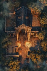 DnD Battlemap cursed, chapel, battlemap, opened, doors, fantasy