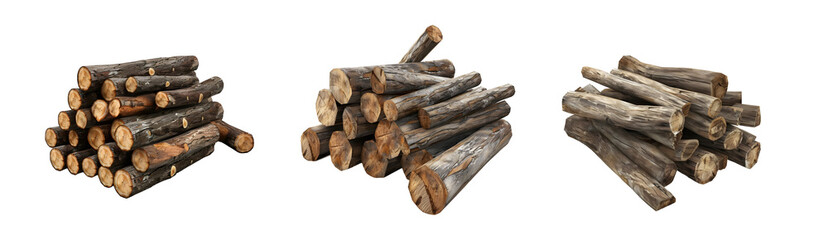 Wooden logs Set Isolated on transparent background