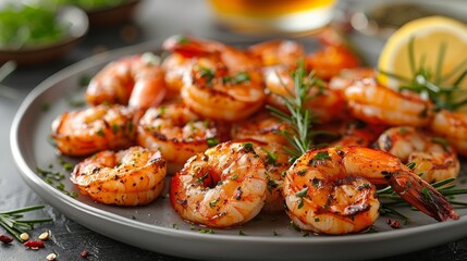 white plate filled with a mouth-watering serving of fresh shrimps