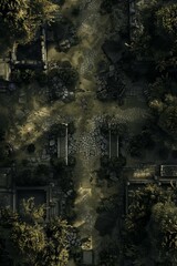 DnD Battlemap mysterious, eerie, cemetery, bats, flying, around