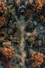 DnD Battlemap mysterious, eerie, cemetery, mist-filled, chilling, atmosphere