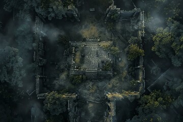 DnD Battlemap necromancer, crypt, battlemap, mysterious, spooky, setting