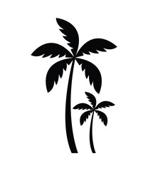 Coconut palm tree icon, simple style palm tree silhouette. 
