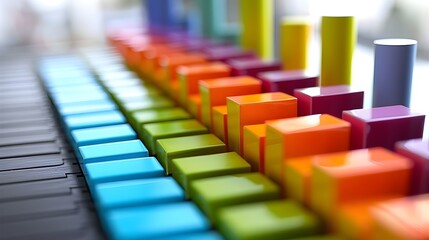 Fototapeta premium a series of upward-trending line graphs and charts representing financial growth and success, with vibrant colors and dynamic visuals. achievement and progress of business.