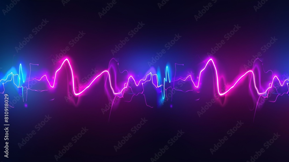 Poster a neon audio voice frequency wave and abstract sound light modern background. a radio pulse effect c