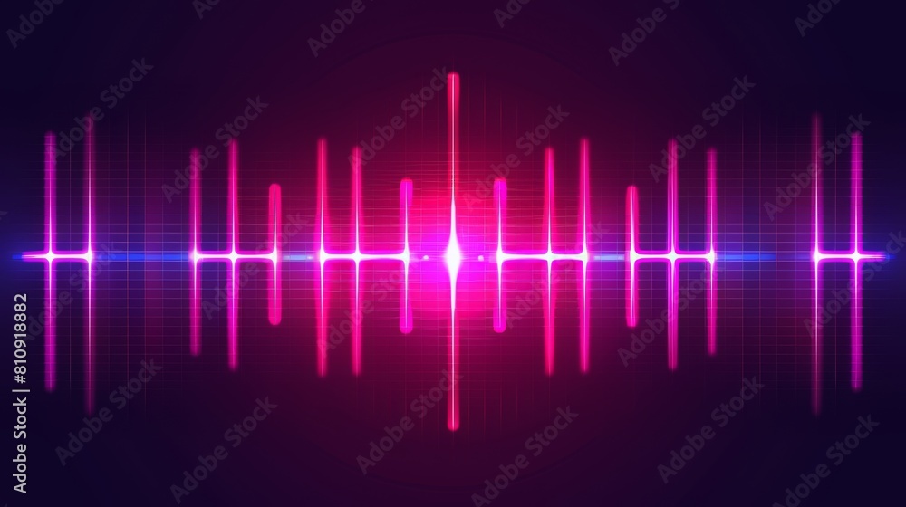 Poster neon audio voice frequency wave and abstract sound light modern background. radio pulse effect curve