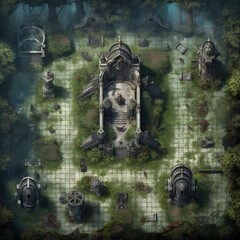 DnD Battlemap zombie, outbreak, isolated, overgrown, location, horror