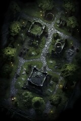 DnD Battlemap zombie, zone, moonlit, graveyard, horror, spooky