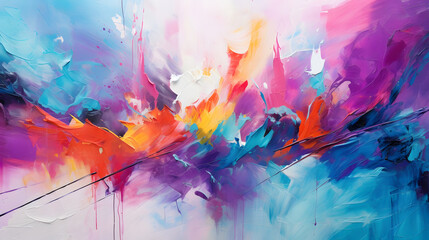 Rainbow colors cheerful tones artistic sense texture impasto brush strokes abstract decorative painting